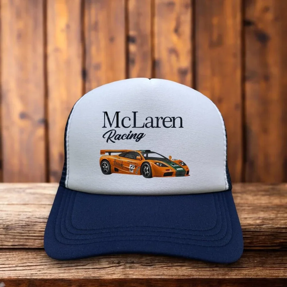 McLaren Racing Mens Trucker Hat Navy Old School Logo Motorsport Formula 1 Cap